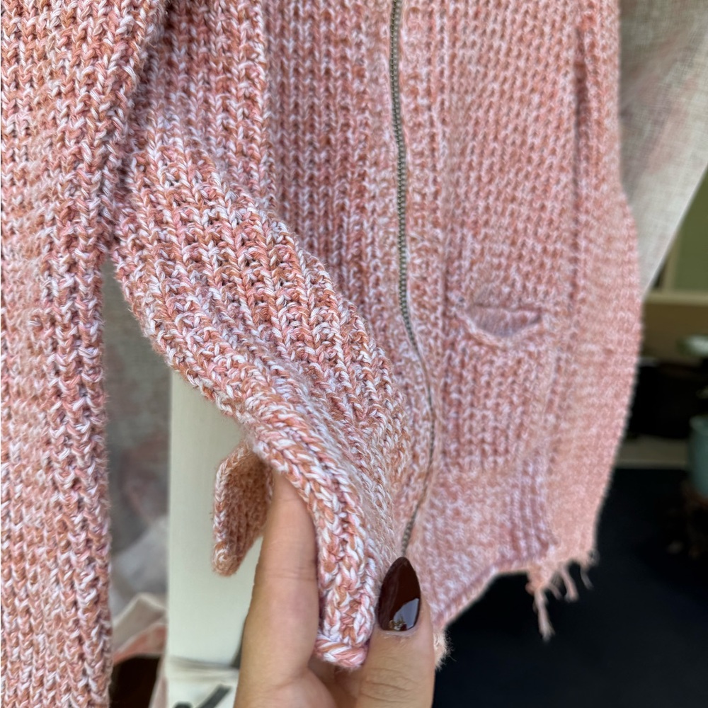 Wilfred Textured Pink Zip Up Cardigan - Picture 5 of 6